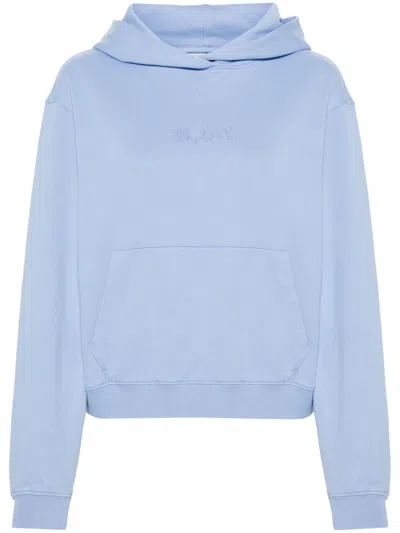 Woolrich Logo-embroidered Cotton Hoodie In Blue