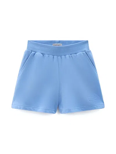 Woolrich Kids' Logo-embroidered Cotton Shorts In Blue