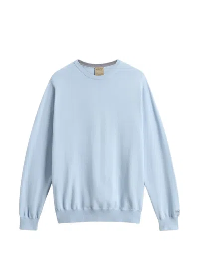 Woolrich Logo-embroidered Crew-neck Sweater In Blue