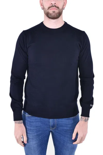 Woolrich Logo Embroidered Crewneck Jumper In Blue