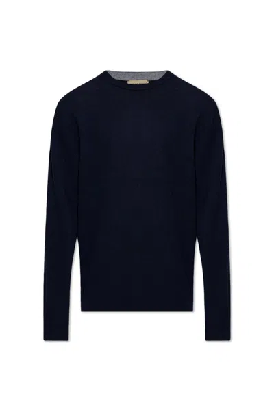 Woolrich Logo Embroidered Crewneck Jumper In Blue