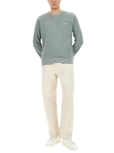 Woolrich Logo Embroidered Crewneck Sweatshirt In Green