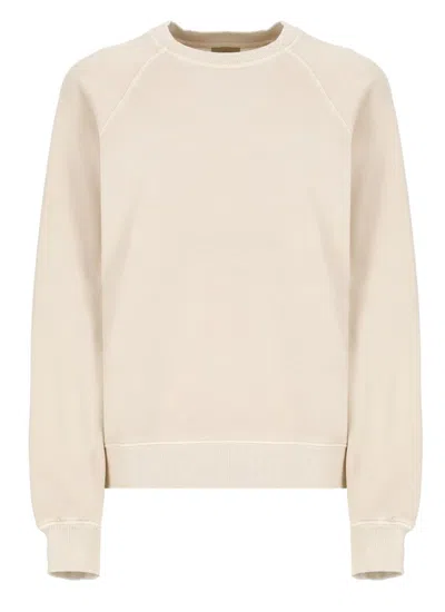 Woolrich Logo Embroidered Crewneck T In Beige
