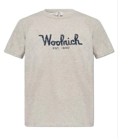 WOOLRICH LOGO EMBROIDERED CREWNECK T-SHIRT