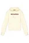Woolrich Logo Embroidered Drawstring Hoodie In Bianco