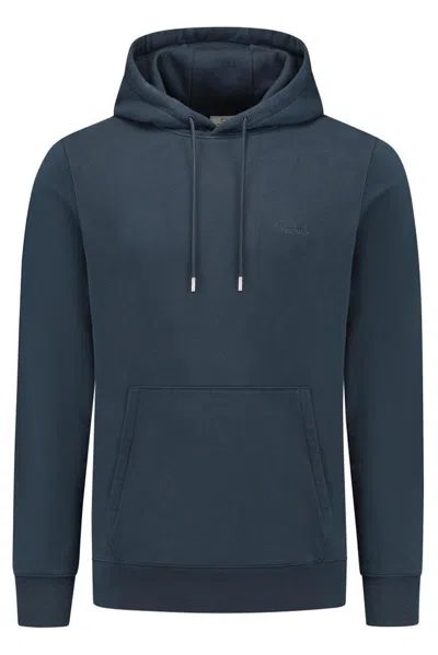 Woolrich Logo Embroidered Drawstring Hoodie In Navy