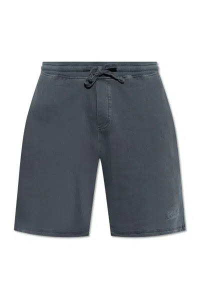 Woolrich Logo Embroidered Drawstring Shorts In Grey