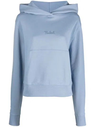 Woolrich Logo-embroidered Hoodie In Blau