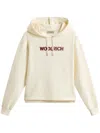 Woolrich Logo Embroidered Drawstring Hoodie In White