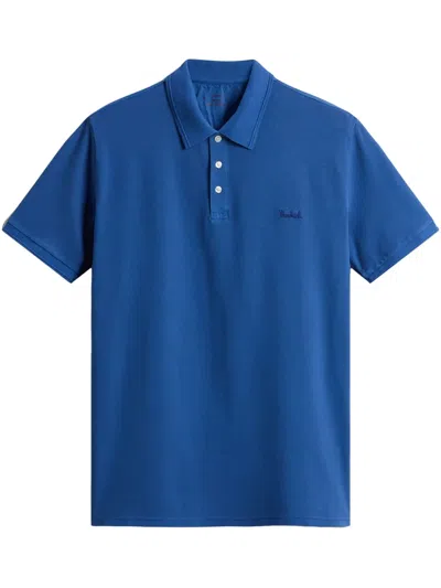 Woolrich Logo-embroidered Polo Shirt In Blue