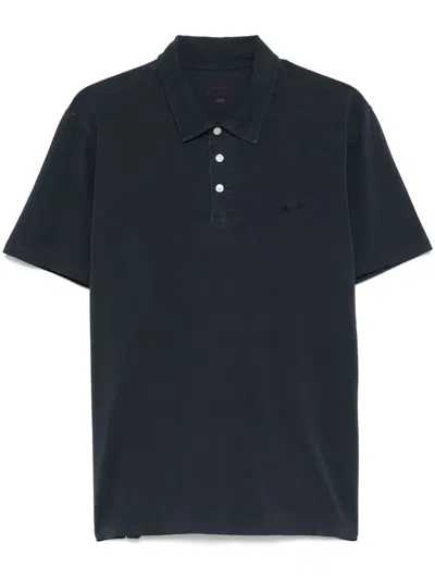 Woolrich Logo-embroidered Polo Shirt In Blue