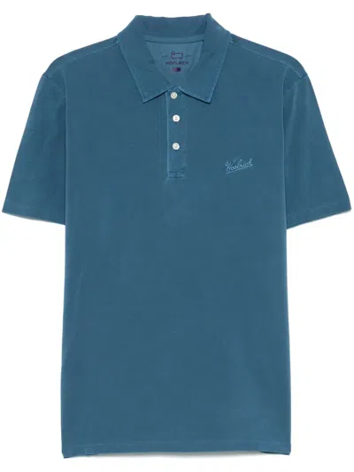 Woolrich Logo-embroidered Polo Shirt In Blue