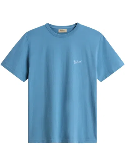 Woolrich Logo-embroidered T-shirt In 蓝色