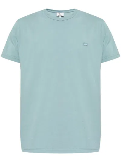 Woolrich Logo-embroidered T-shirt In Blue