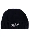 Woolrich Logo-intarsia Beanie In Blue