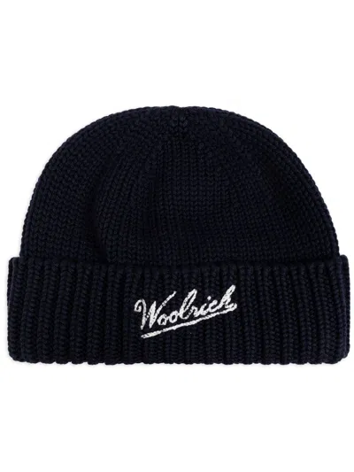WOOLRICH LOGO-INTARSIA BEANIE