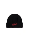 Woolrich Logo Intarsia Knit Beanie In Black