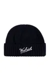 Woolrich Logo-intarsia Beanie In Melton Blue
