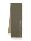 Woolrich Logo Intarsia-knit Fringe-detailing Scarf In Green