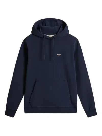 Woolrich Logo Interlock Hoodie In Blue