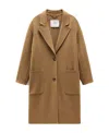 Woolrich Double Wool Coat In Brown