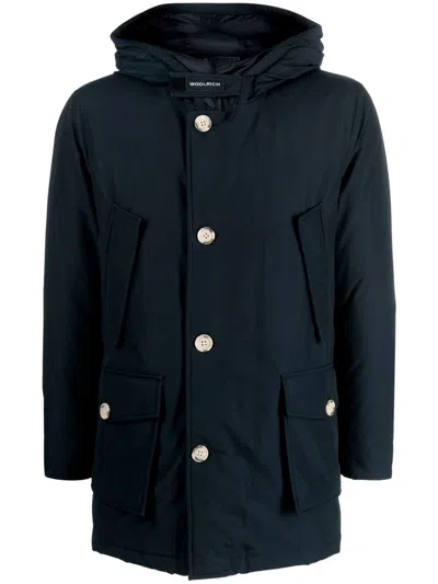 Woolrich Logo Parka In Blue