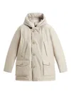 Woolrich Dove Grey Padded Parka With Hooded Neck In Neutral