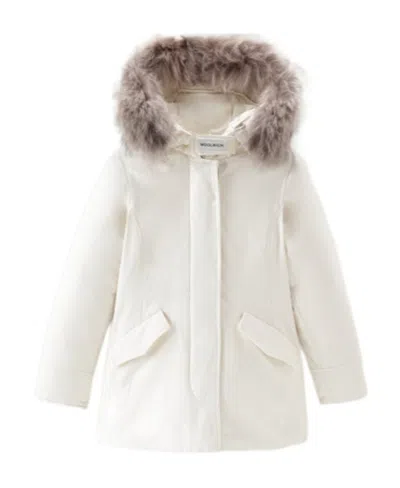 Woolrich Kids' Logo Parker Down Jacket In White