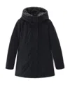 Woolrich Boulder Parka In Ramar Cloth With Hood And Detachable Faux Fur Trim In Black