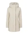 Woolrich Logo-patch Zip-up Padded Coat In Neutral
