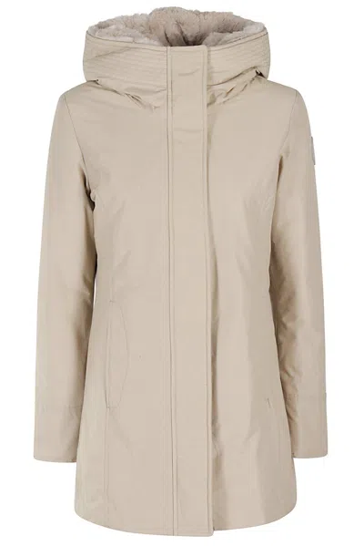 WOOLRICH LOGO-PATCH ZIP-UP PADDED COAT