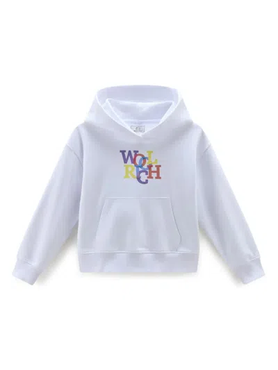 Woolrich Kids' Logo-print Cotton Hoodie In White