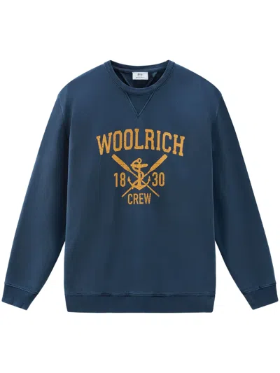 Woolrich Logo-print Cotton Sweatshirt In Blue