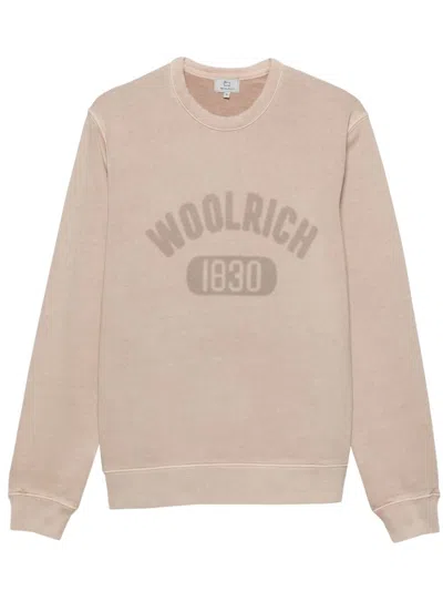 Woolrich Logo-print Cotton Sweatshirt In Neutrals