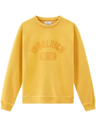 Woolrich Logo-print Cotton Sweatshirt In Yellow