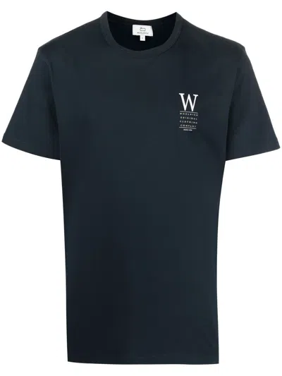 Woolrich Logo-print Cotton T-shirt In Blau