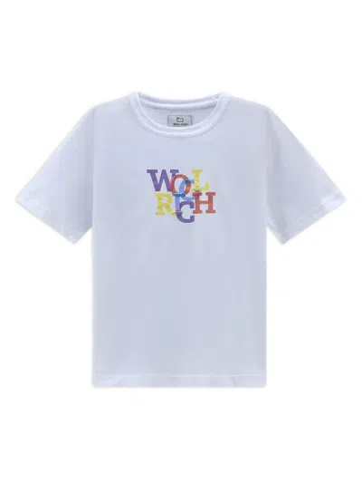 Woolrich Kids' Logo-print Cotton T-shirt In White