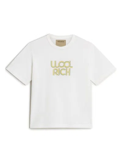 Woolrich Kids' Logo-print Cotton T-shirt In White
