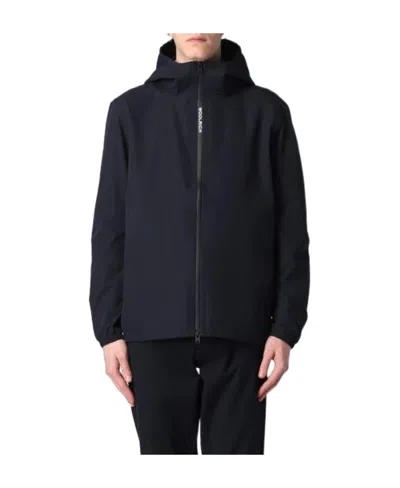 Woolrich Logo-print Hooded Jacket In Blue
