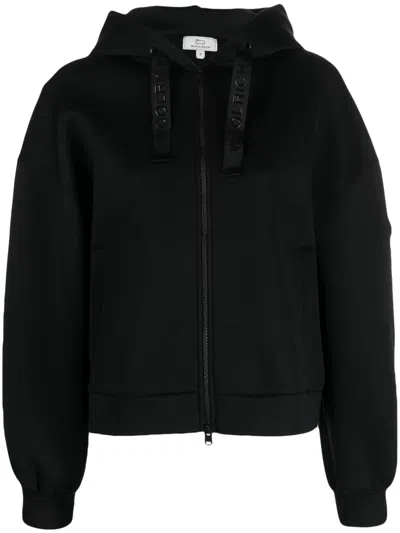 Woolrich Logo-print Strap Zip-up Hoodie In Black