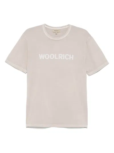Woolrich Logo-print T-shirt In Neutrals