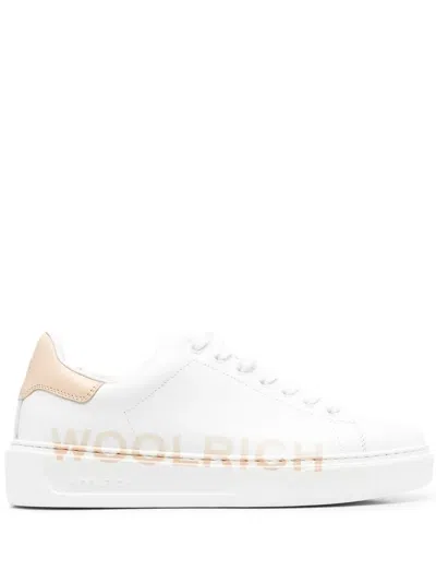 Woolrich Logo-print Two-tone Sneakers In Weiss