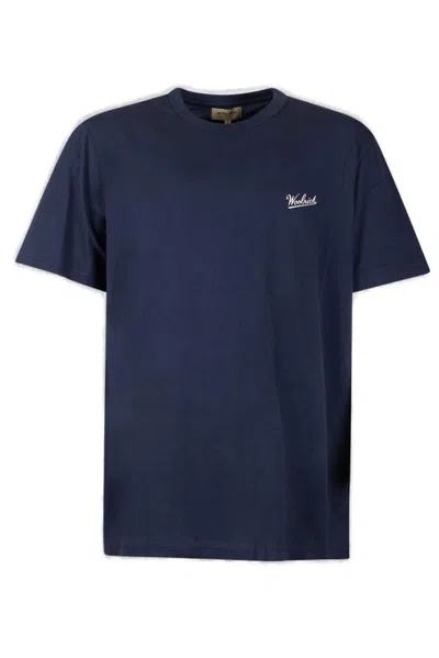Woolrich Logo-printed Crewneck T-shirt In Blue