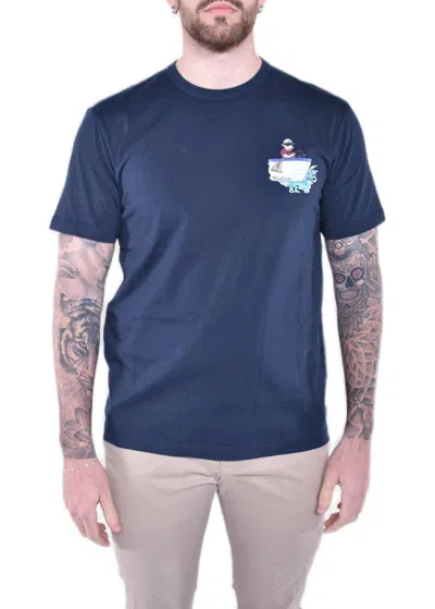 Woolrich Logo Printed Crewneck T-shirt In Melton Blue