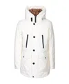Woolrich White Hooded Coat With Relaxed Silhouette And Functional Pockets In White