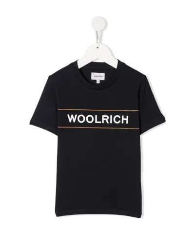 Woolrich Kids' Logo Printed T-shirt In Black