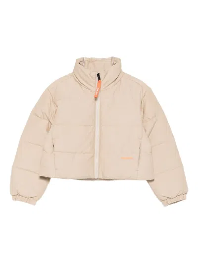 Woolrich Logo Puffer Jacket In Neutral