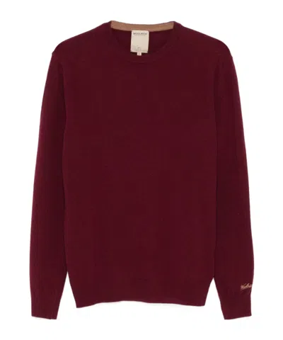 Woolrich Logo Sweater In Brown