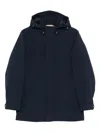 Woolrich Navy Blue Hooded Jacket With Concealed Fastening In Blue