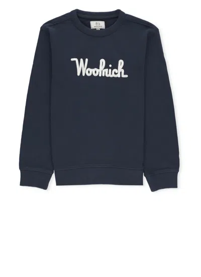 Woolrich Kids' Logoed Sweatshirt In Blue